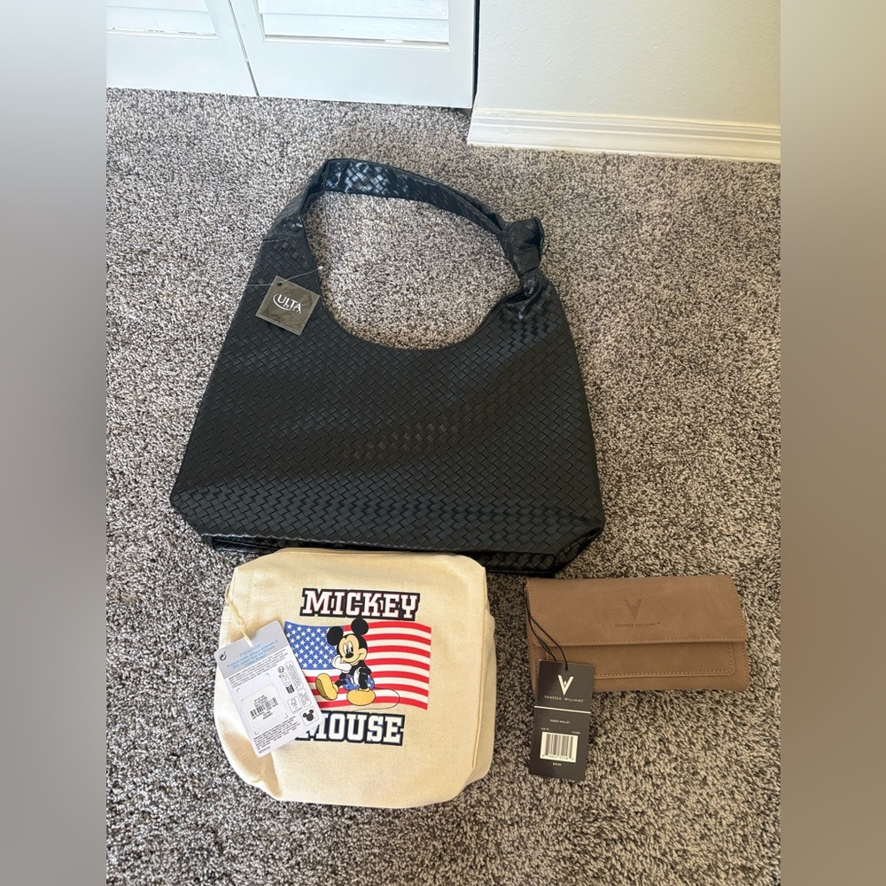 Bundle Seven Bags, Wallets, and Cosmetics Pouches New and Gently Used